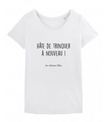 Tee-shirt col rond hâte de trinquer-Blanc