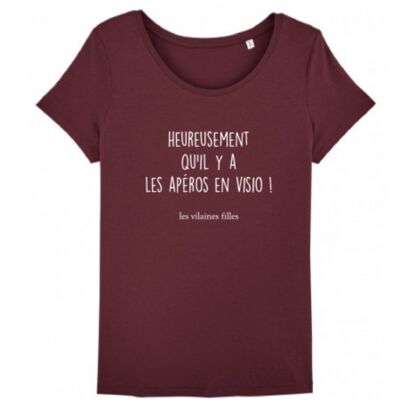 Rundhals-T-Shirt Zum Glück gibt es-Bordeaux