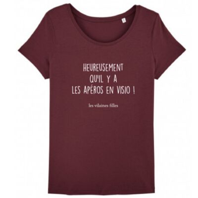 Round-neck T-shirt Fortunately there is-Bordeaux