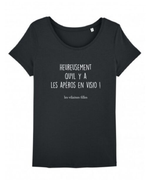 Tee-shirt col rond Heureusement qu'il y a-Noir