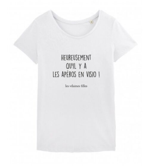 Tee-shirt col rond Heureusement qu'il y a-Blanc