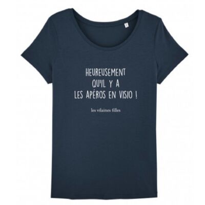T-shirt round neck Fortunately there is-Navy blue