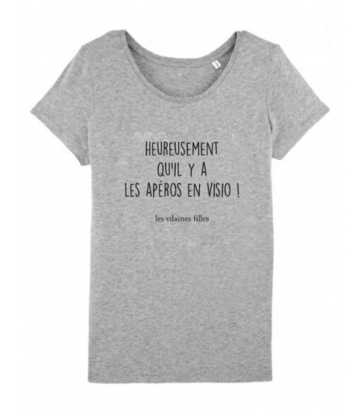 Tee-shirt col rond Heureusement qu'il y a-Gris chiné