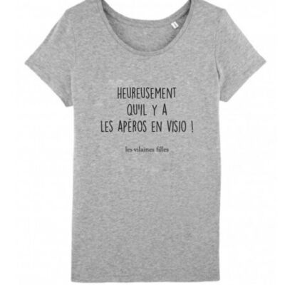 Happiness that there is round neck t-shirt-Heather gray