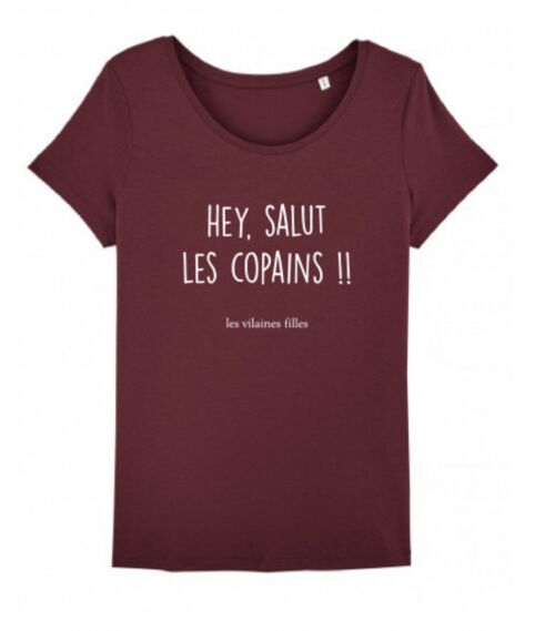 Tee-shirt col rond Hey salut-Bordeaux