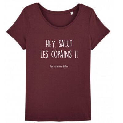 Tee-shirt col rond Hey salut-Bordeaux