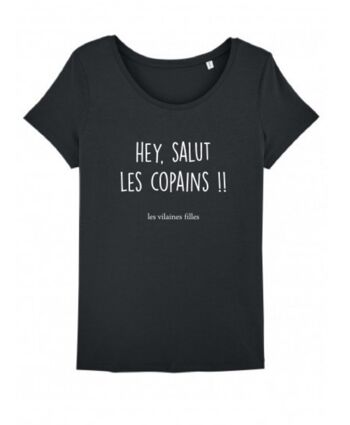 Tee-shirt col rond Hey salut-Noir