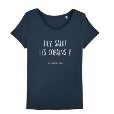 Tee-shirt col rond Hey salut-Bleu marine