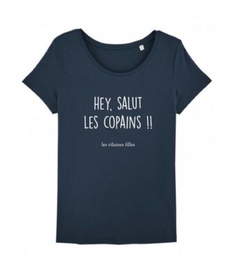 Tee-shirt col rond Hey salut-Bleu marine