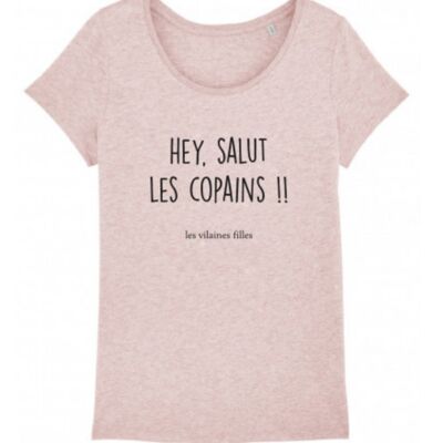 Tee-shirt col rond Hey salut-Rose chiné