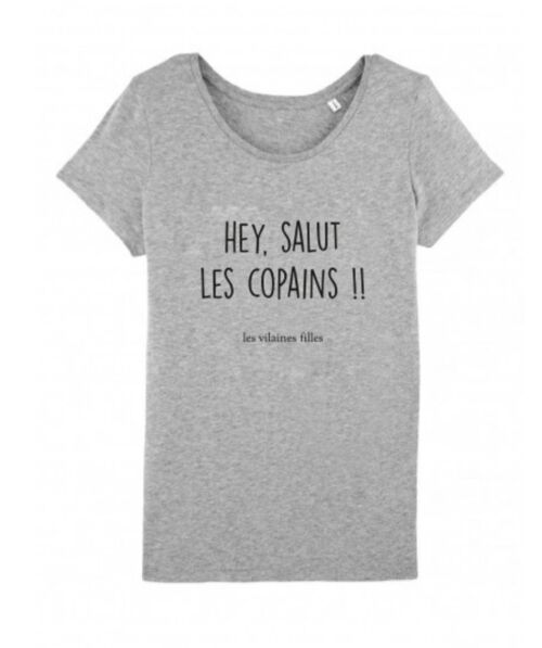 Tee-shirt col rond Hey salut-Gris chiné