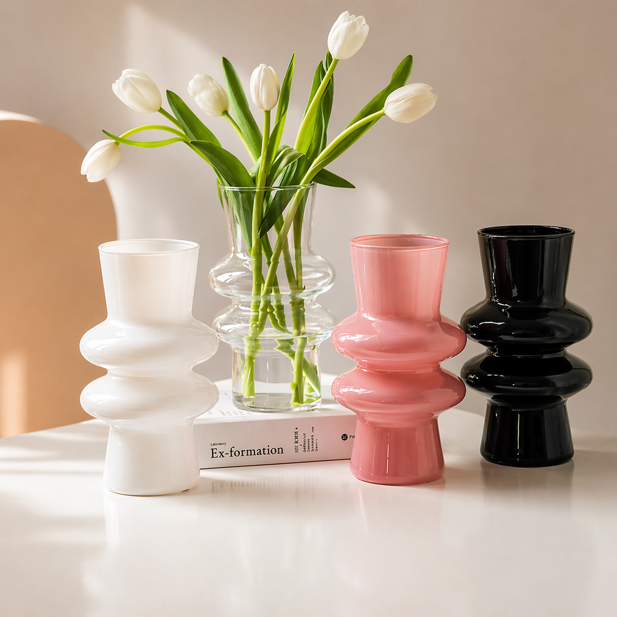 Minimalist Colored Decorative Glass Flower Table Vase