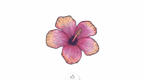 Tatouage éphémère : Fleur d'hibiscus x5