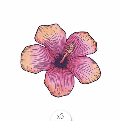 Tatouage éphémère : Fleur d'hibiscus x5