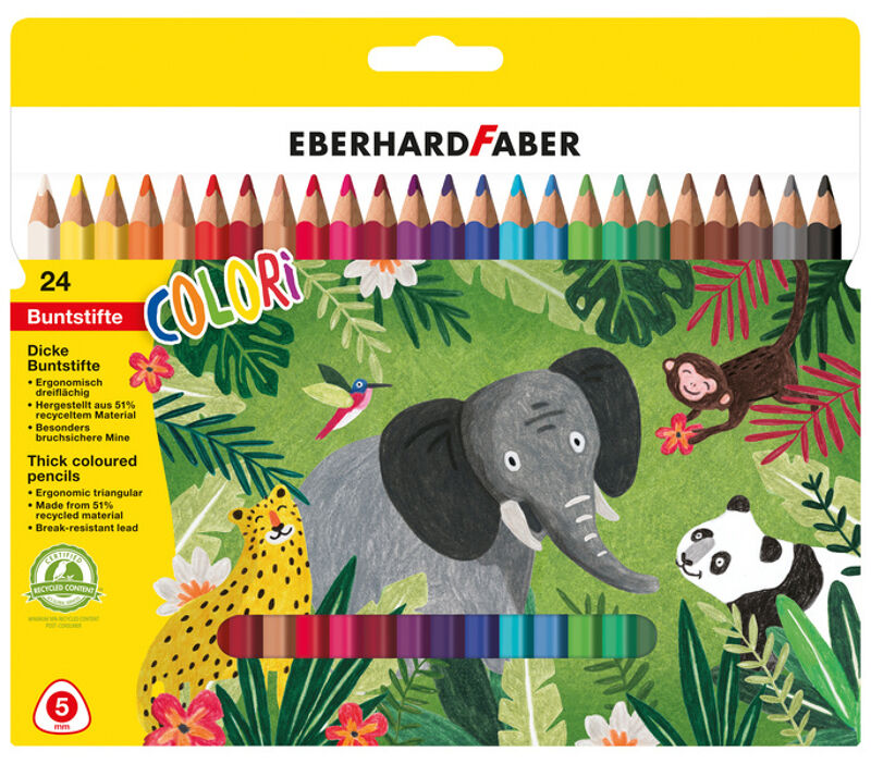 Eberhard Faber 518912 - Crayons Jumbo 3 En 1 (cire, Aquarelle, Couleur) - Mini Maxi, 12 Couleurs