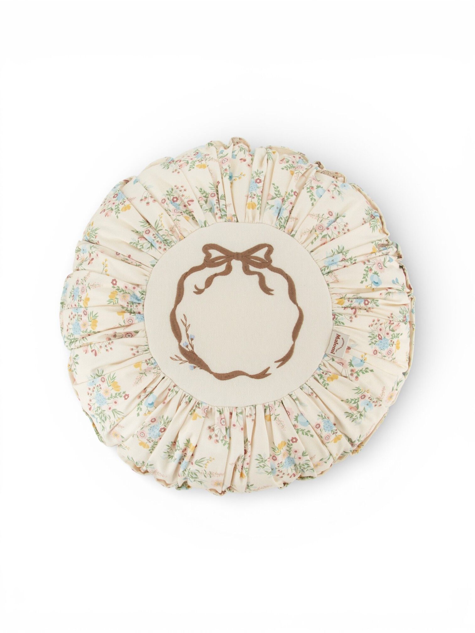 Round Boho Decorative Pillow Blooming Meadow