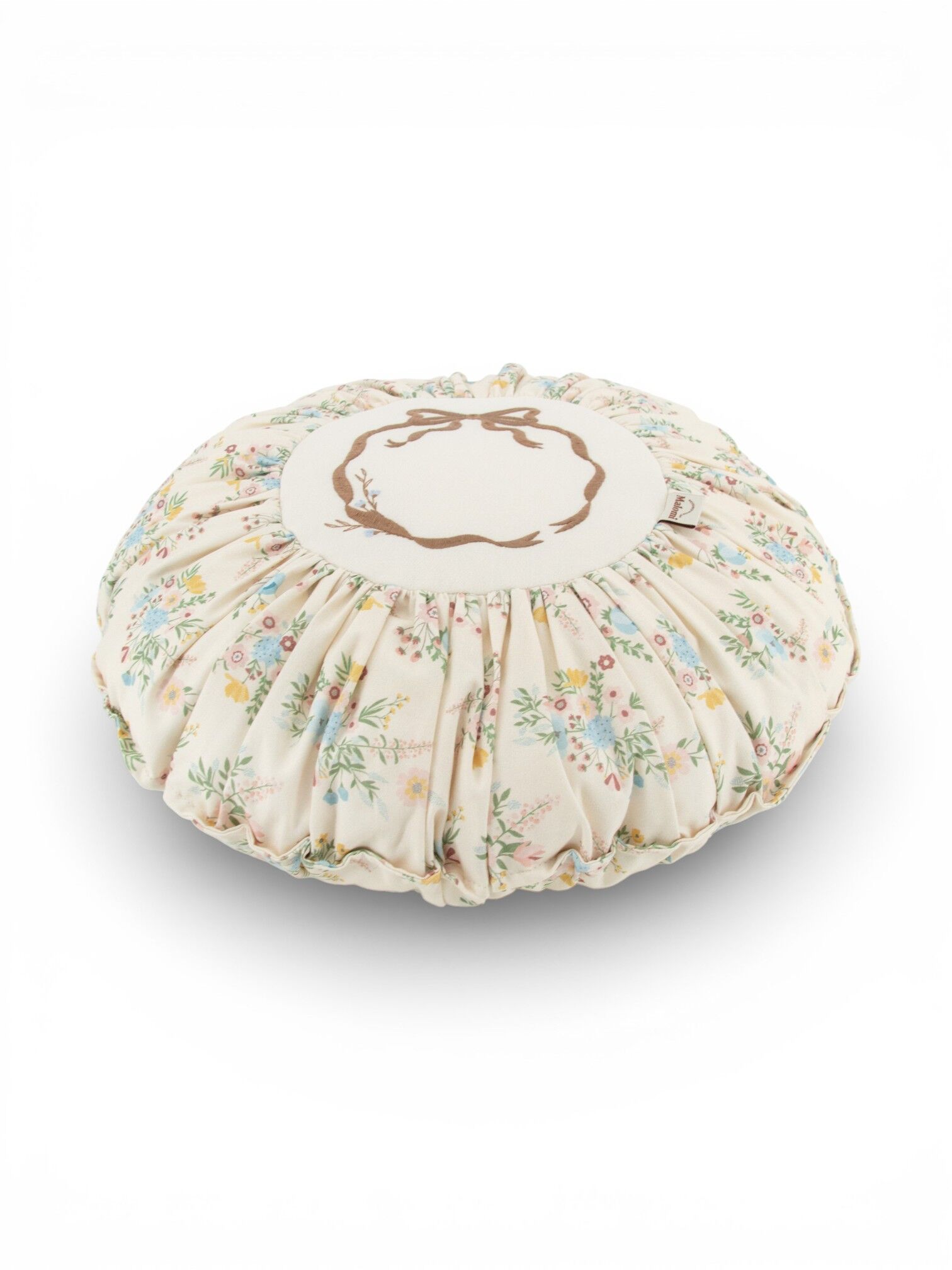 Round Boho Decorative Pillow Blooming Meadow