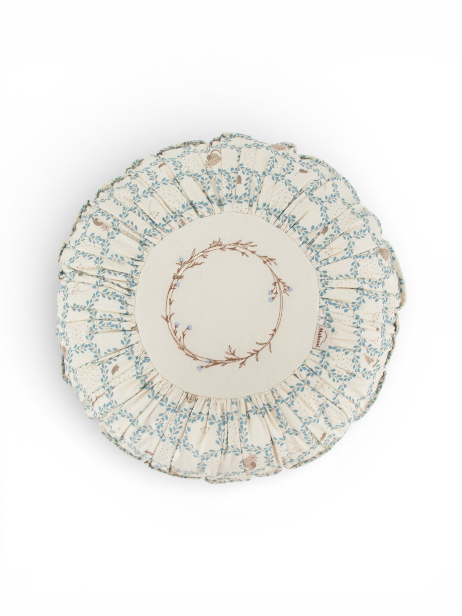 Round Boho Decorative Pillow Blue Cottage