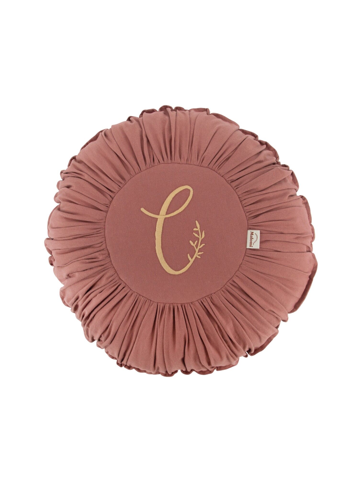 Round Washed Cotton Decorative Pillow mauve