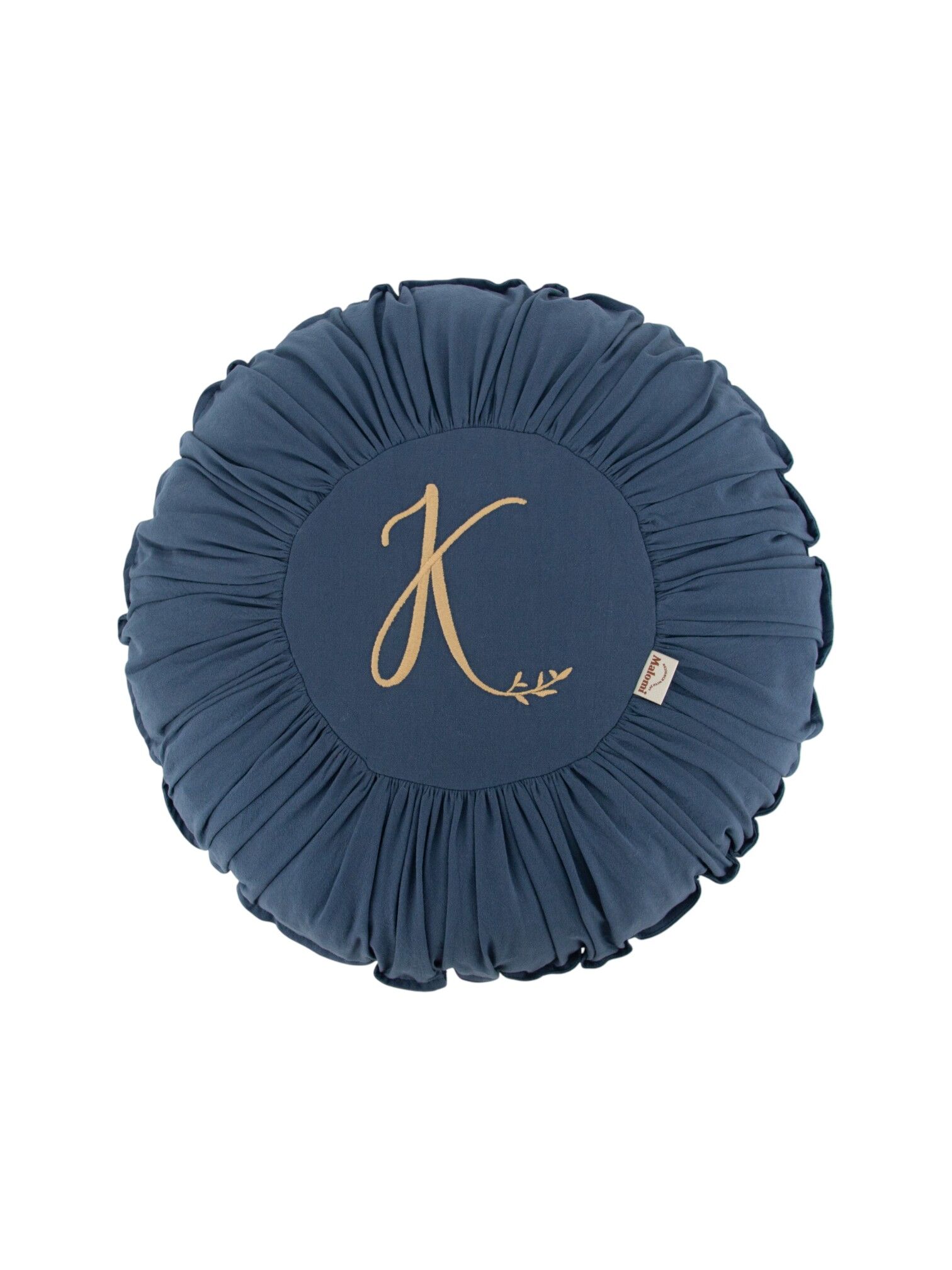 Round Washed Cotton Decorative Pillow dark blue