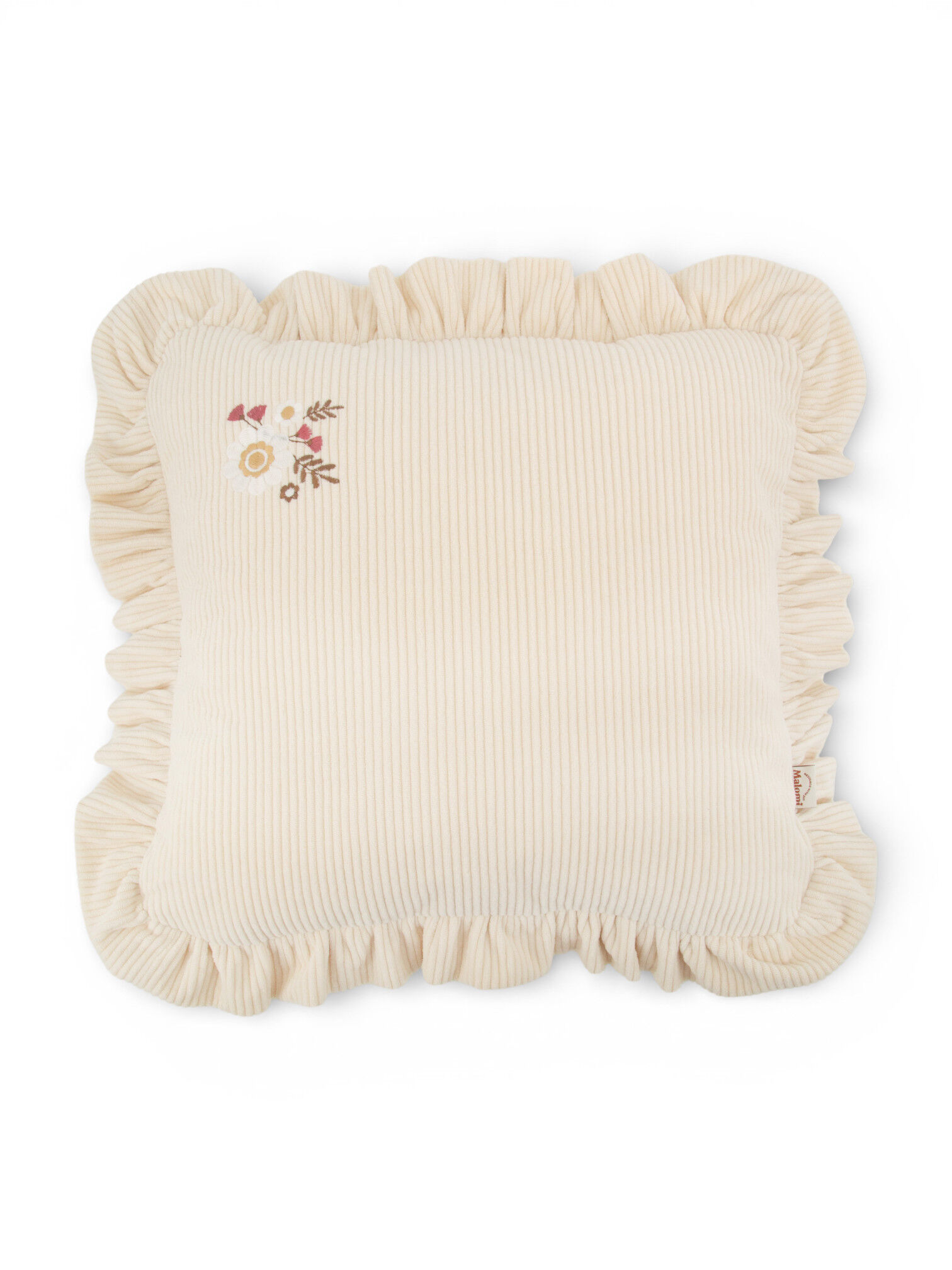 Decorative Corduroy Cushion with Frill Natural