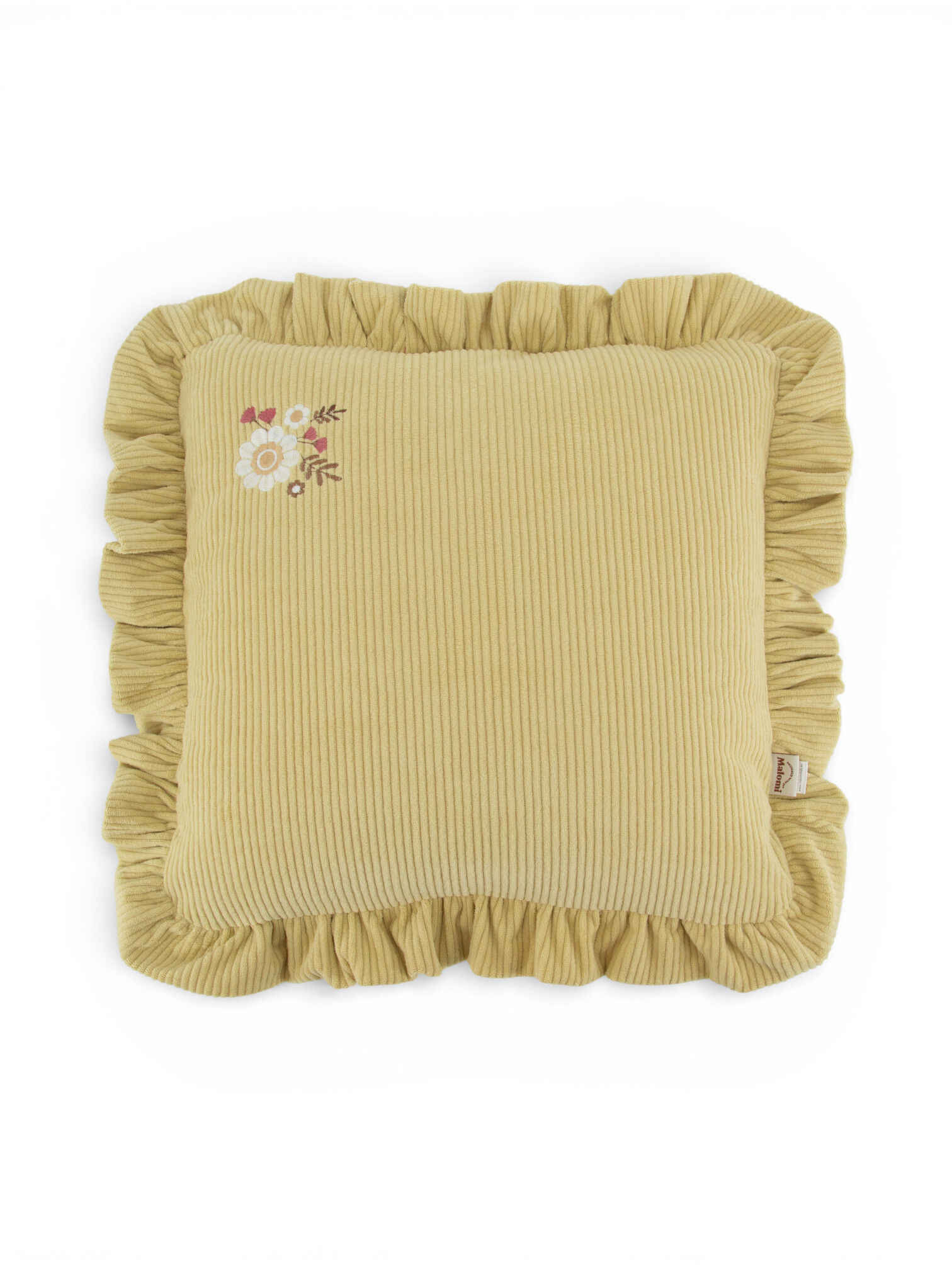 Decorative Corduroy Cushion with Frill butter yellow