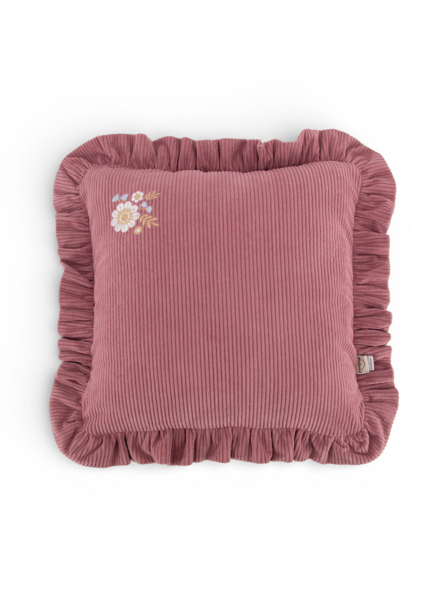Decorative Corduroy Cushion with Frill Mauve