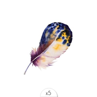 Temporary tattoo: Blue-yellow spotted feather