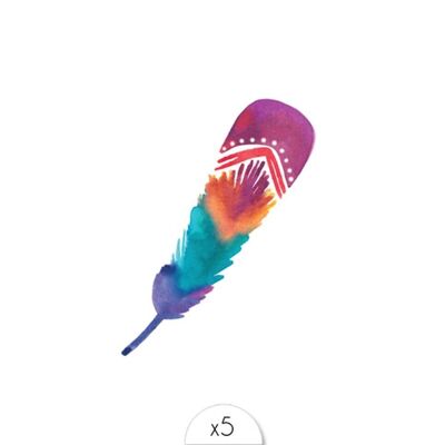 Temporary tattoo: Indian watercolor feather