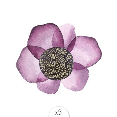 Temporäre Tätowierung: Goldene und violette Blume