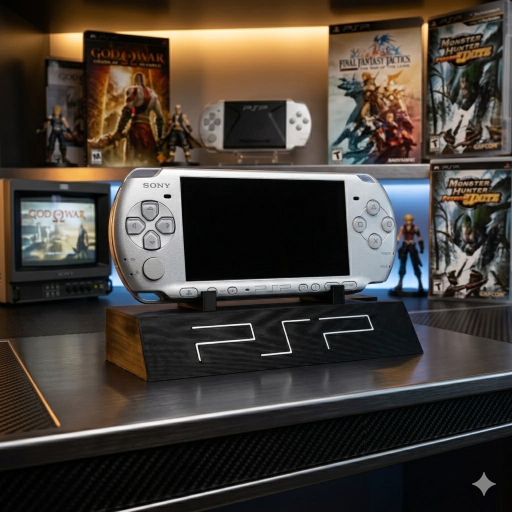 Support PSP 2000/3000, station de charge premium pour Sony PSP, support de jeu avec fente pour câble, support de console minimaliste, cadeau idéal pour les joueurs rétro.