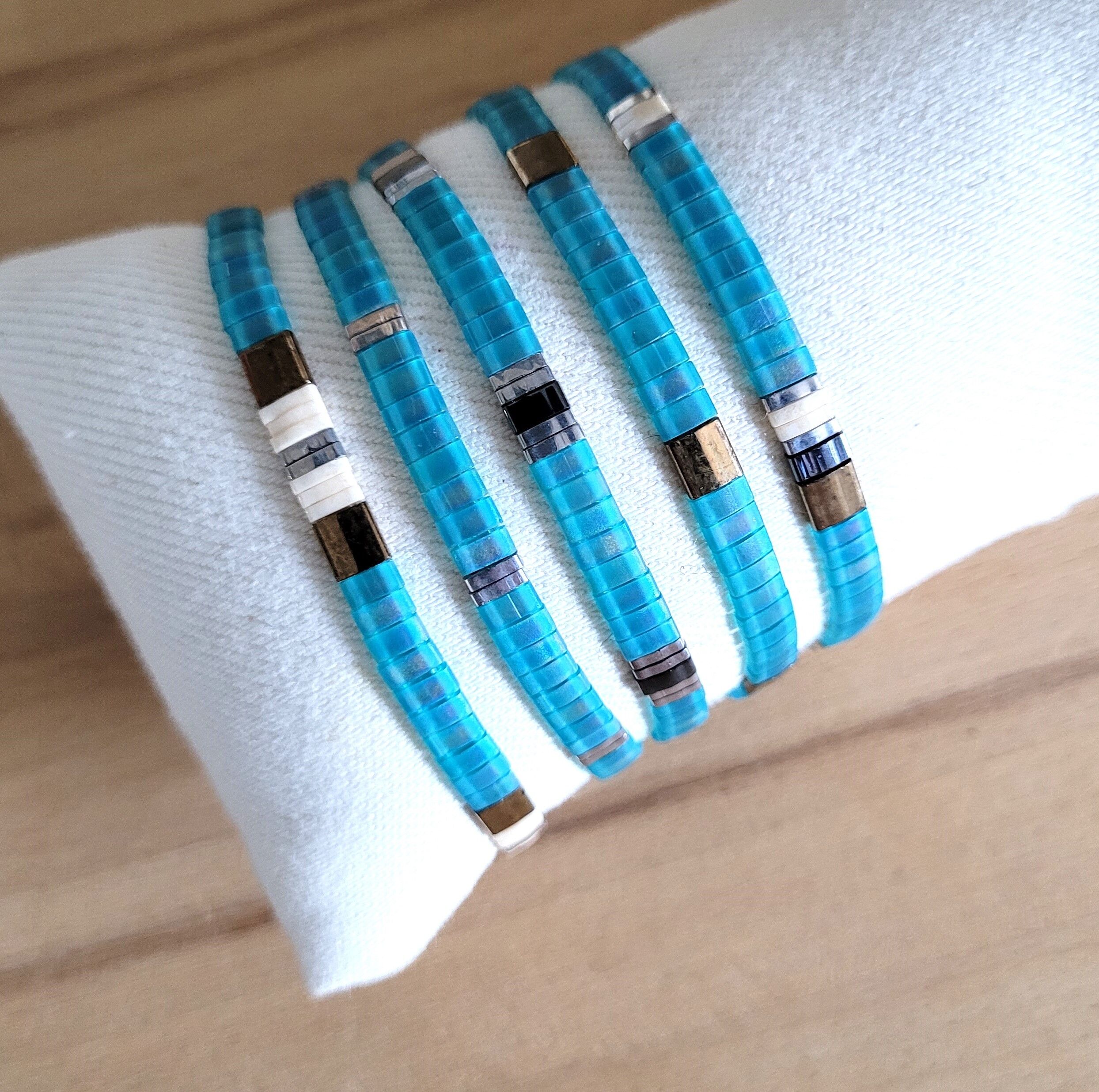 5 bracelets - Bleu Océan - Eté - TILA