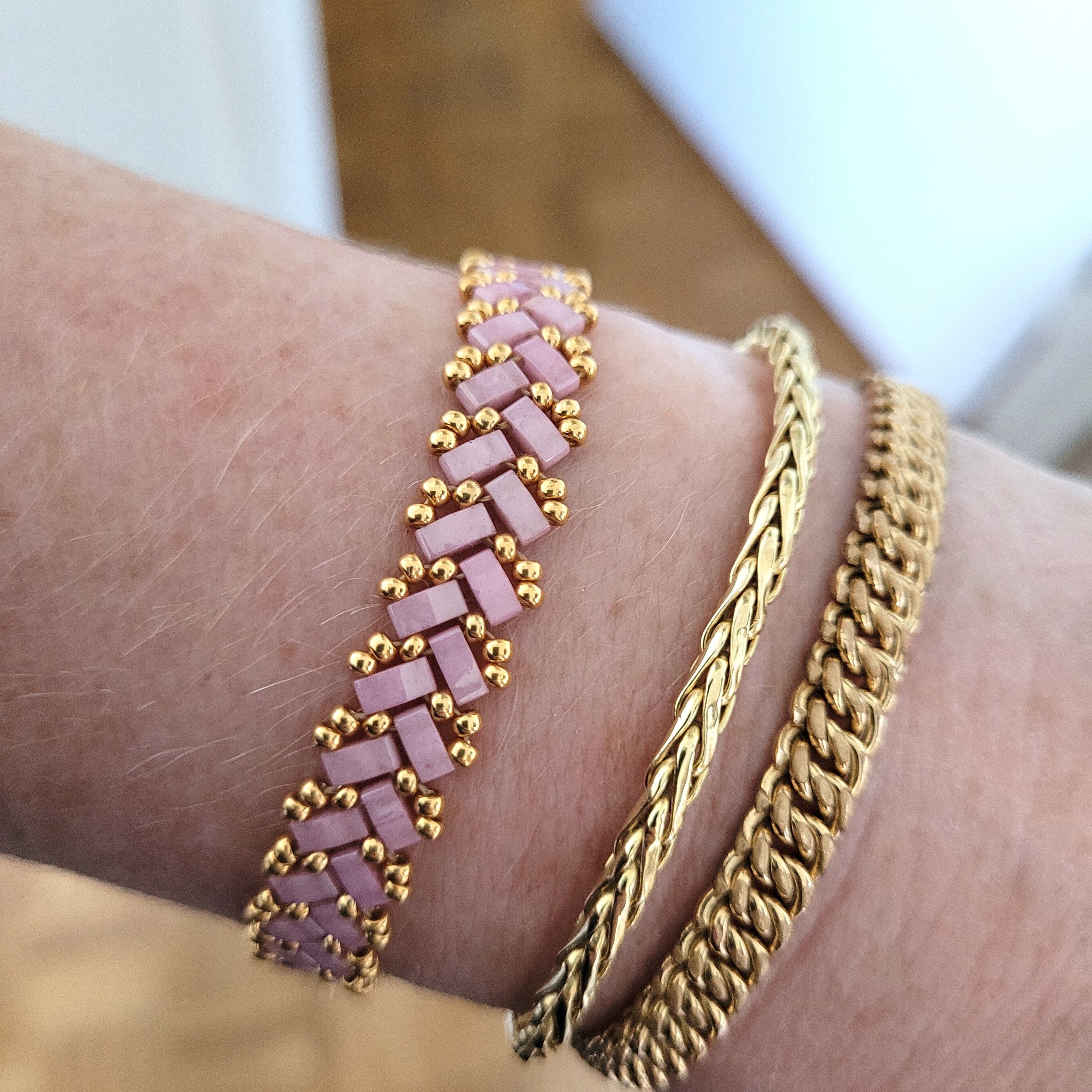 Bracelet tissé - Rose - Eté - MAROUSSIA