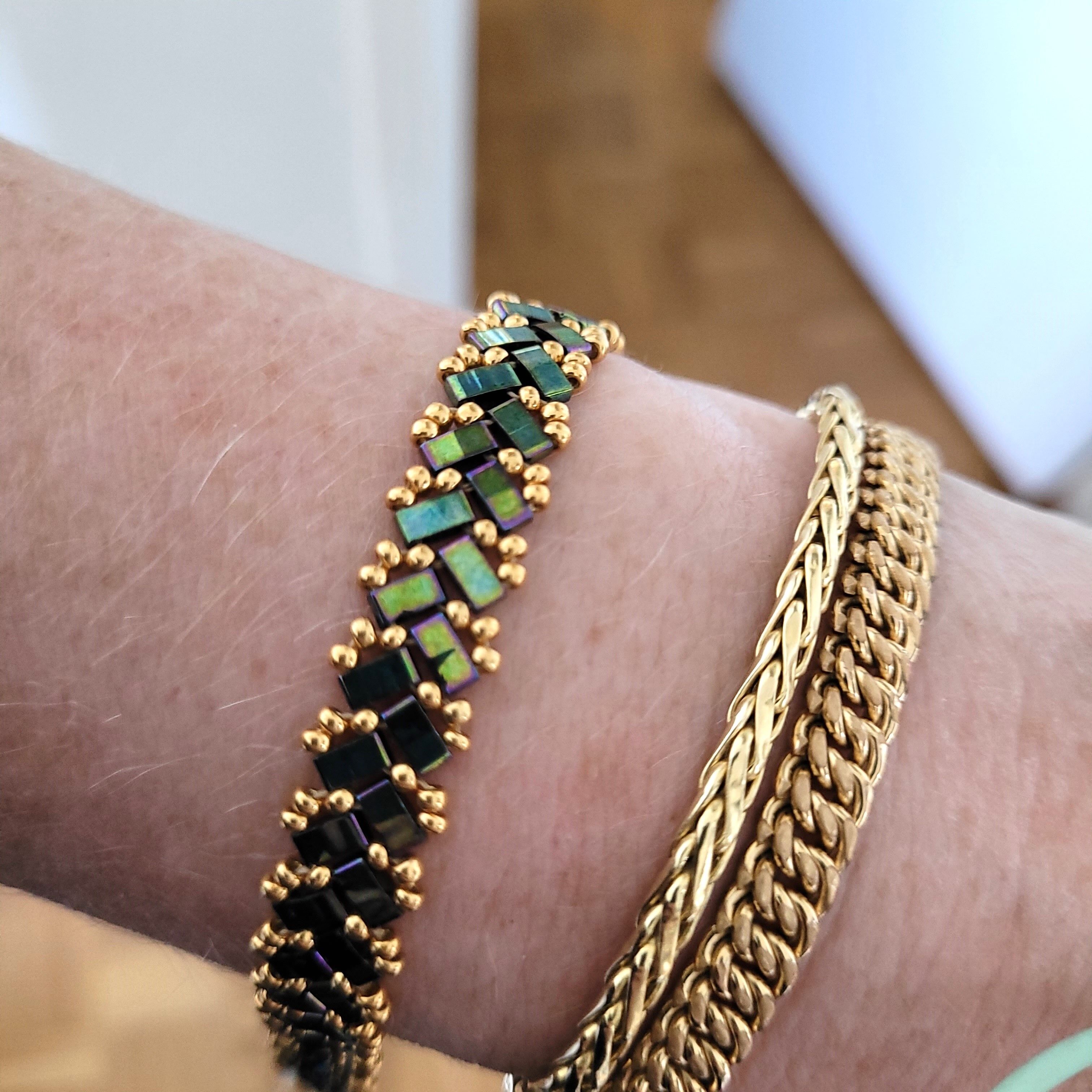 Bracelet tissé - Vert - Eté - MAROUSSIA
