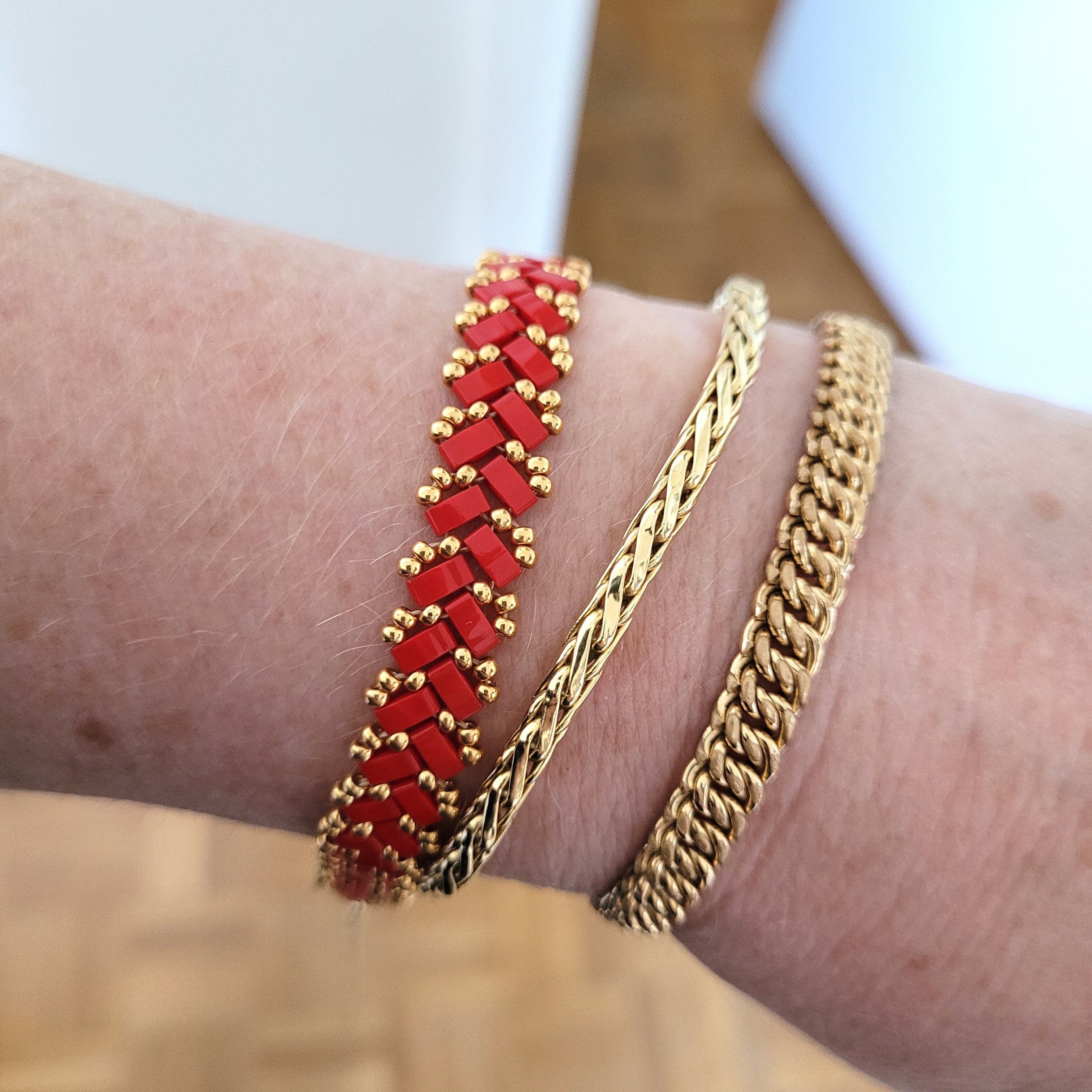 Bracelet tissé - Rouge - Eté - MAROUSSIA