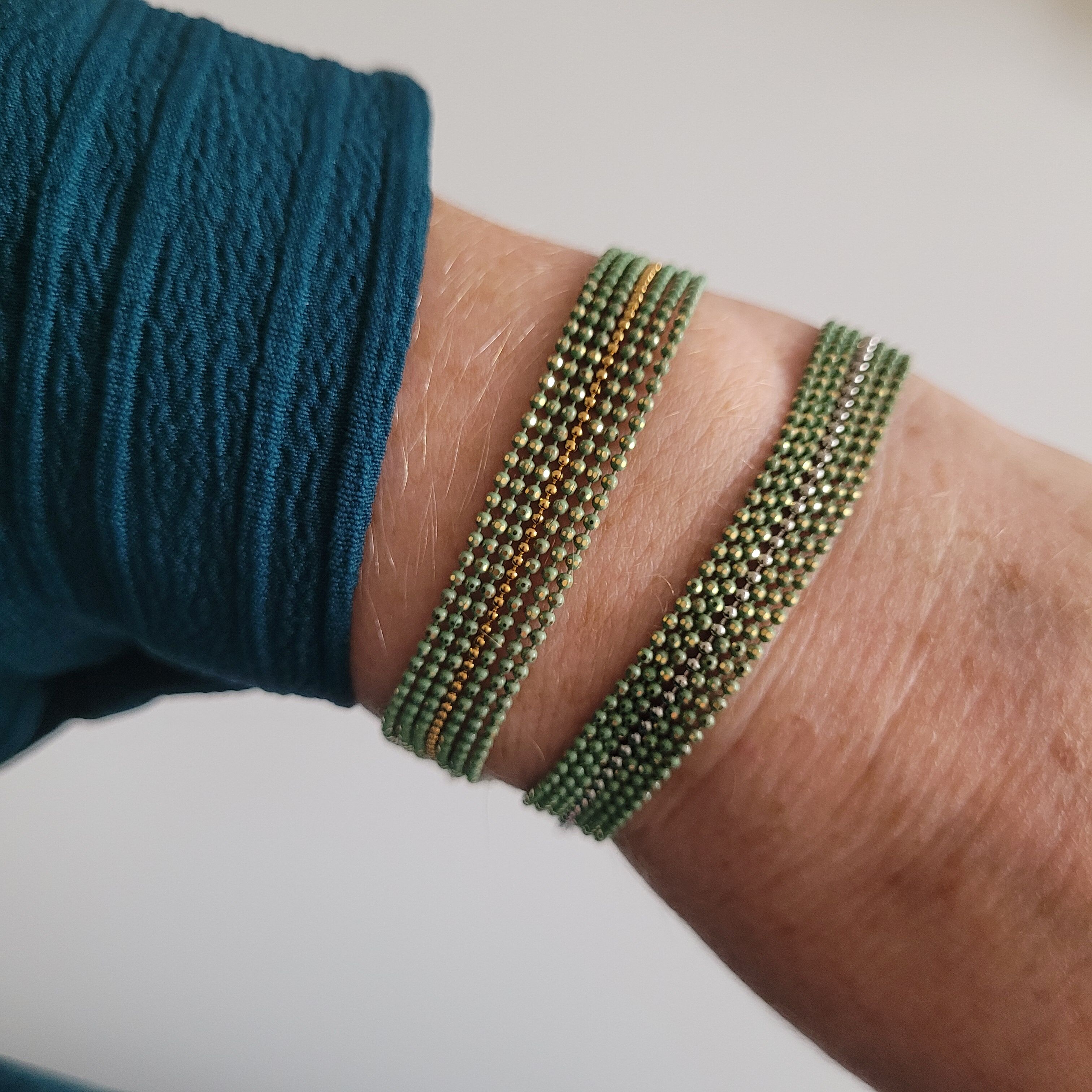 Lot de 2 bracelets - Vert celadon - Eté - BERENICE