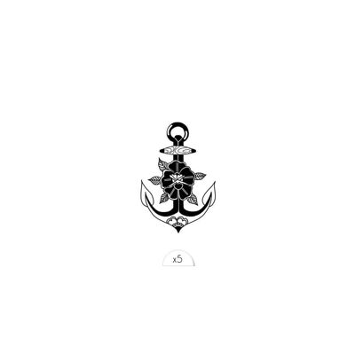 Temporary tattoo: flower anchor