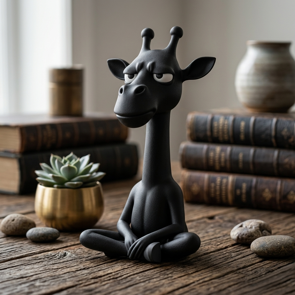 Grumpy Giraffe Statue Funny Animal Decor, 3D Sculpted Giraffe Figurine, Minimalist Home Decor, Cute Desk Ornament, Unique Gift for Animal Lovers