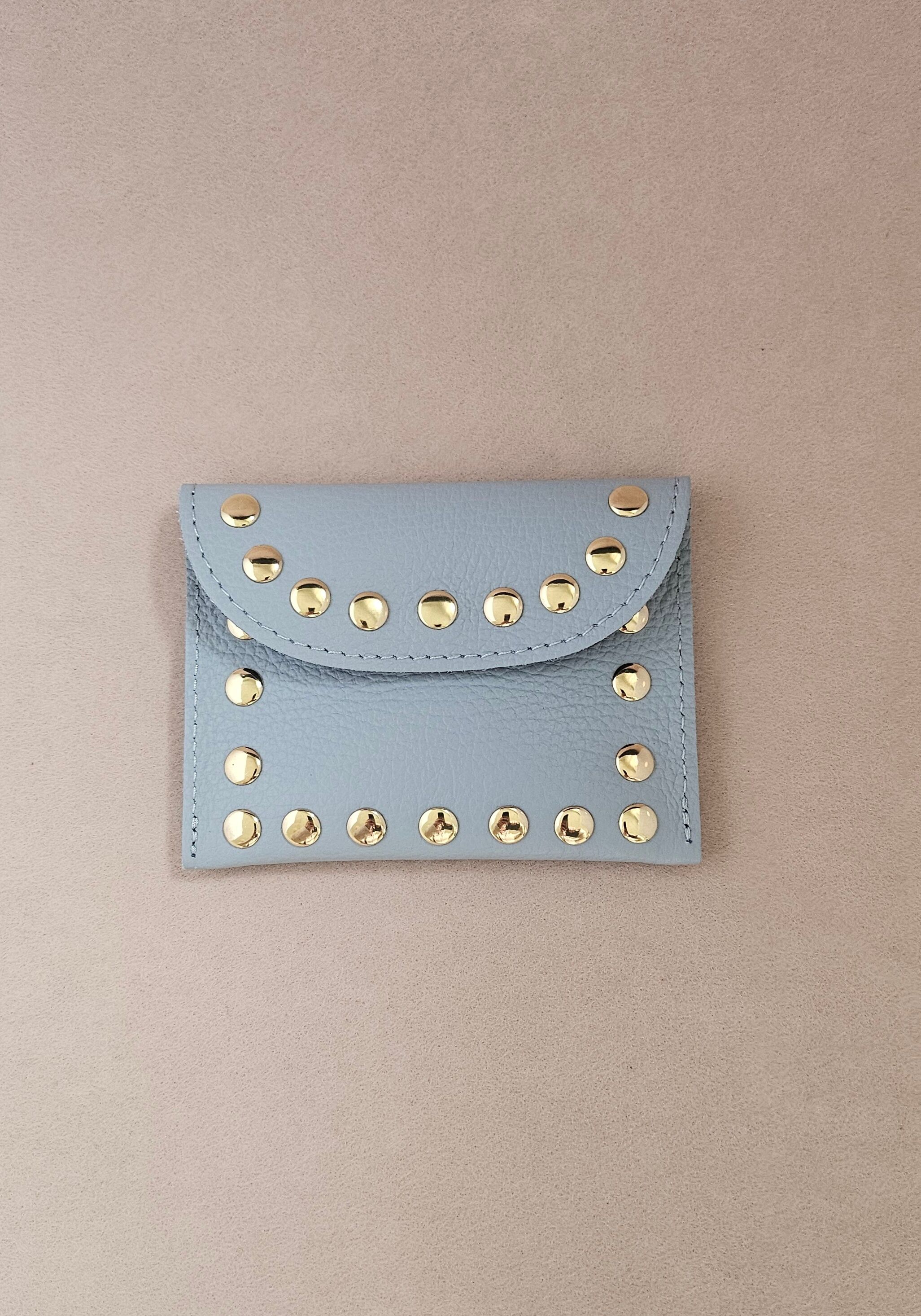 Rock M studded leather card holder