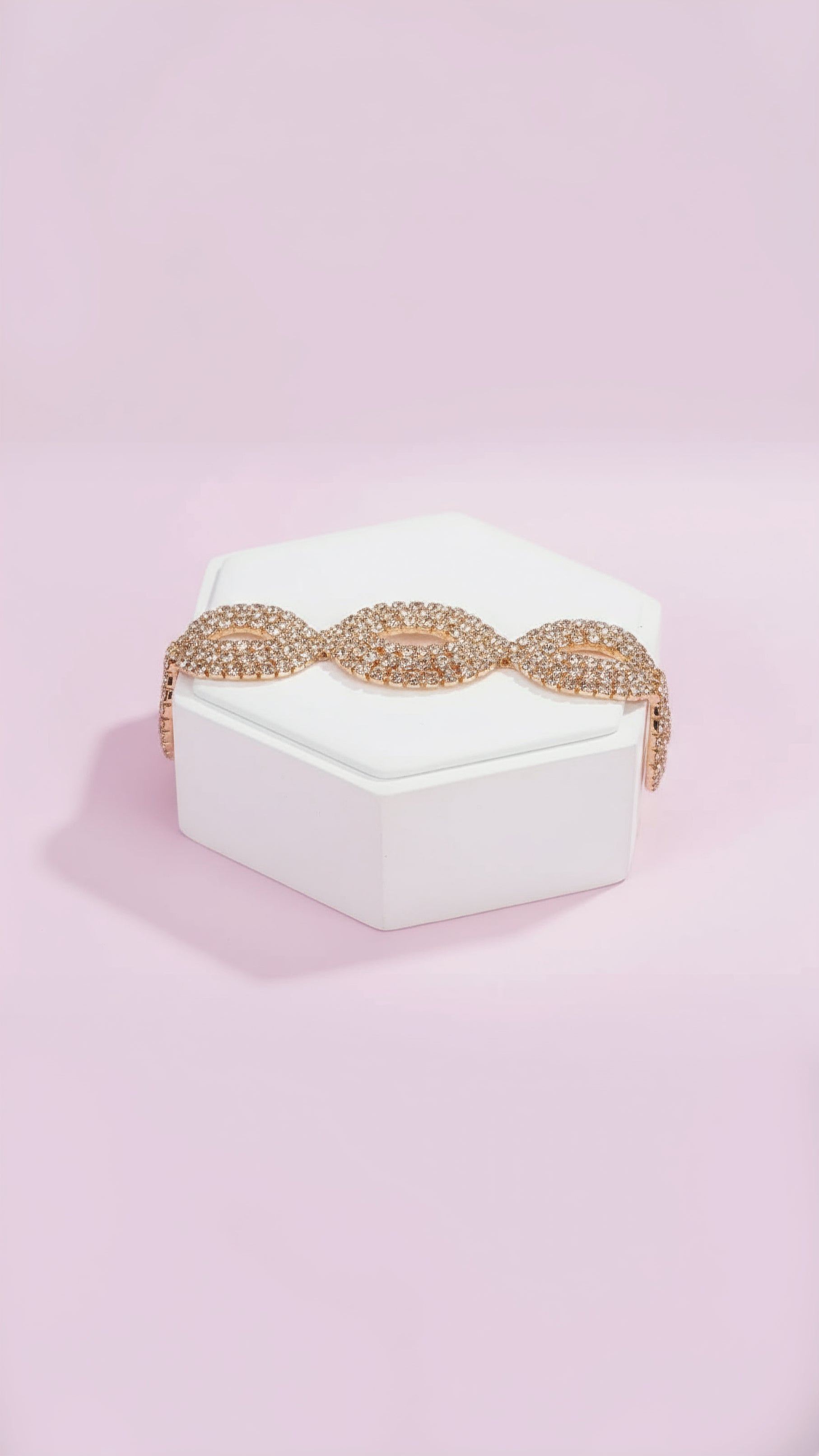 Gold Oval Link Crystal Bracelet