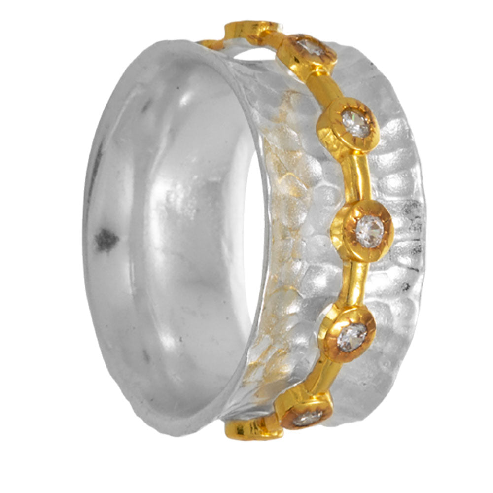Bague en argent 925 plaqué or et zircon blanc
