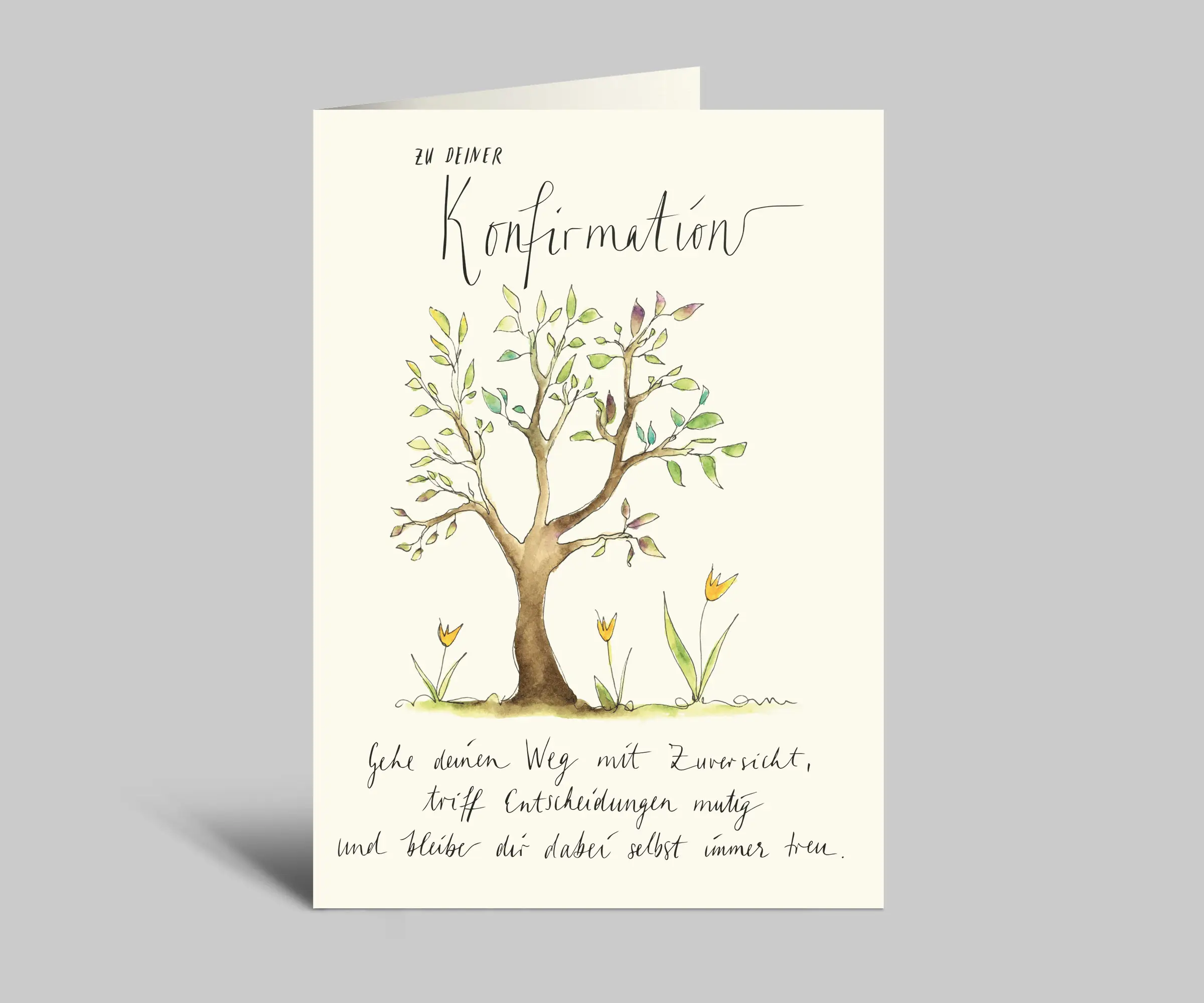 Buy wholesale Confirmation greeting card | Tree with flowers ...