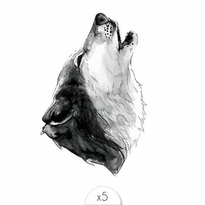 Tatuaje temporal: lobo aullando