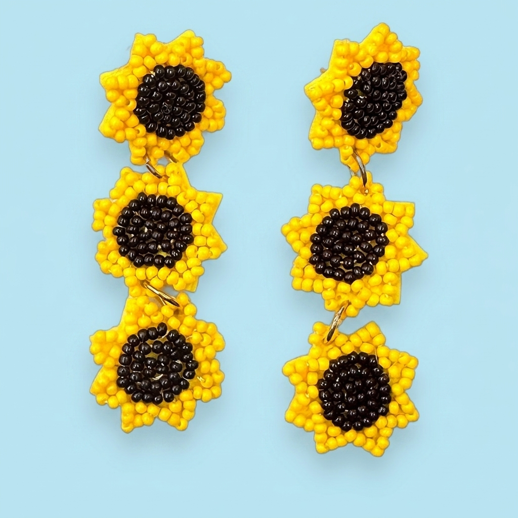 Sonnenblumen-Perlenohrringe