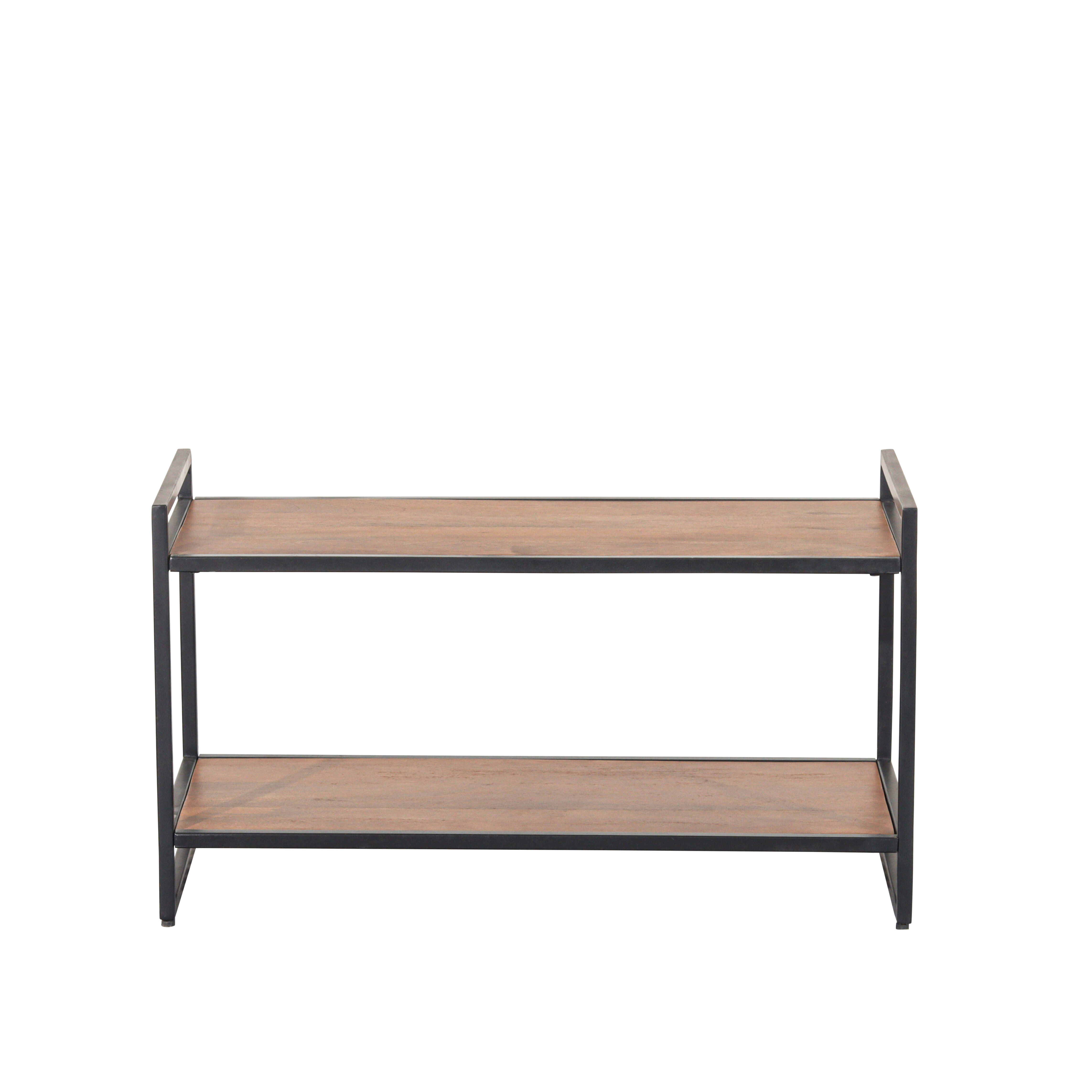 Buy wholesale Mango Wood & Black Metal Shoe Rack | Modern Industrial ...