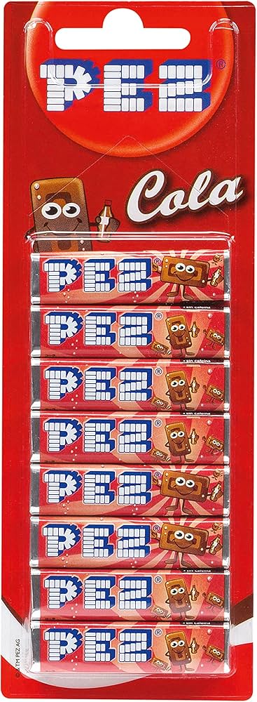 PEZ – Box of 12 Blisters of 8 Refills, Cola Flavored Candy