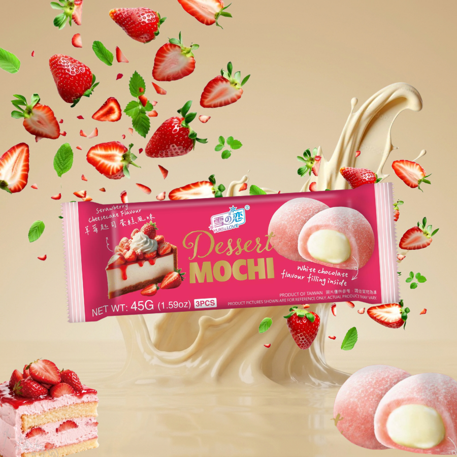 Yuki & Love – Mochi dessert strawberry cheesecake – 45g (x24)