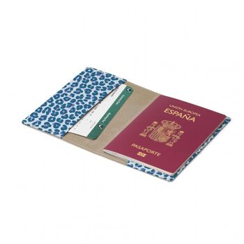 Etui passeport voyage et vaccination LÉOPARD BLEU Tyvek® 2