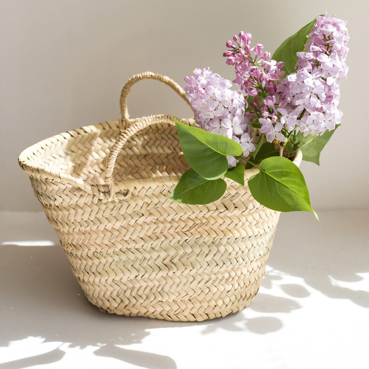 Small Oval Palm Leaf Basket - Multi-Use Natural Storage Caddy - Handwoven Moroccan Countertop Organizer