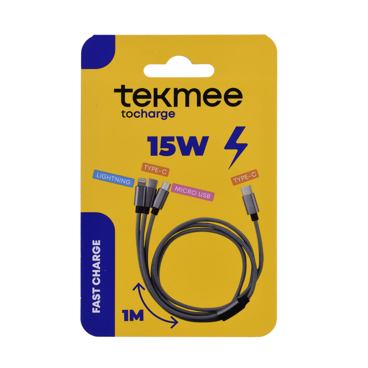 Cable de carga de nailon trenzado 3 en 1 – 1 m